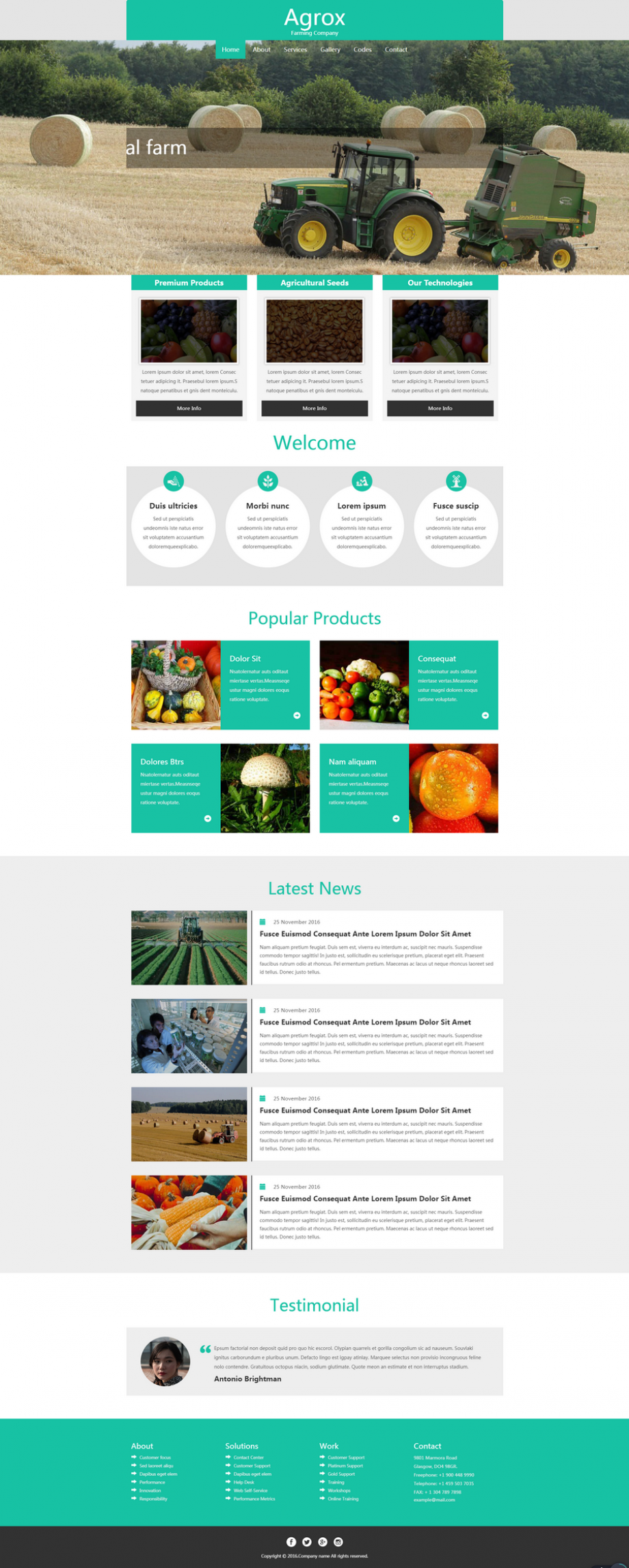 HTML5响应式开发农场种植销售产品企业网站模板