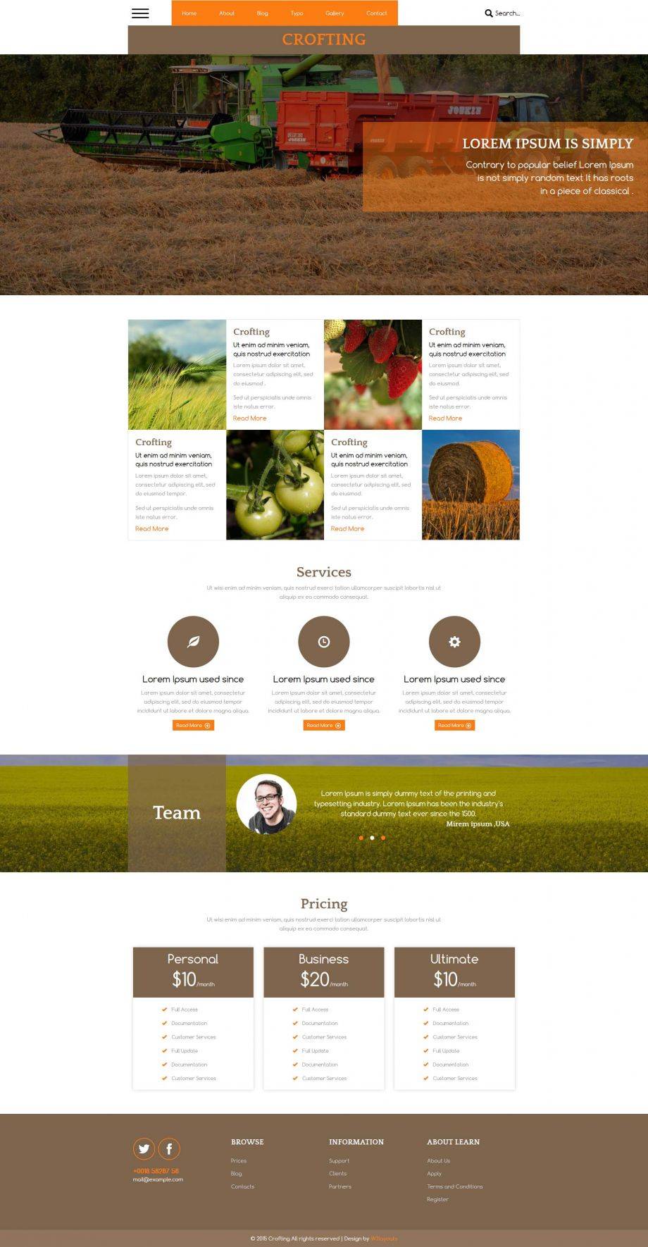橙色简洁风格的农业自动化服务整站网站模板