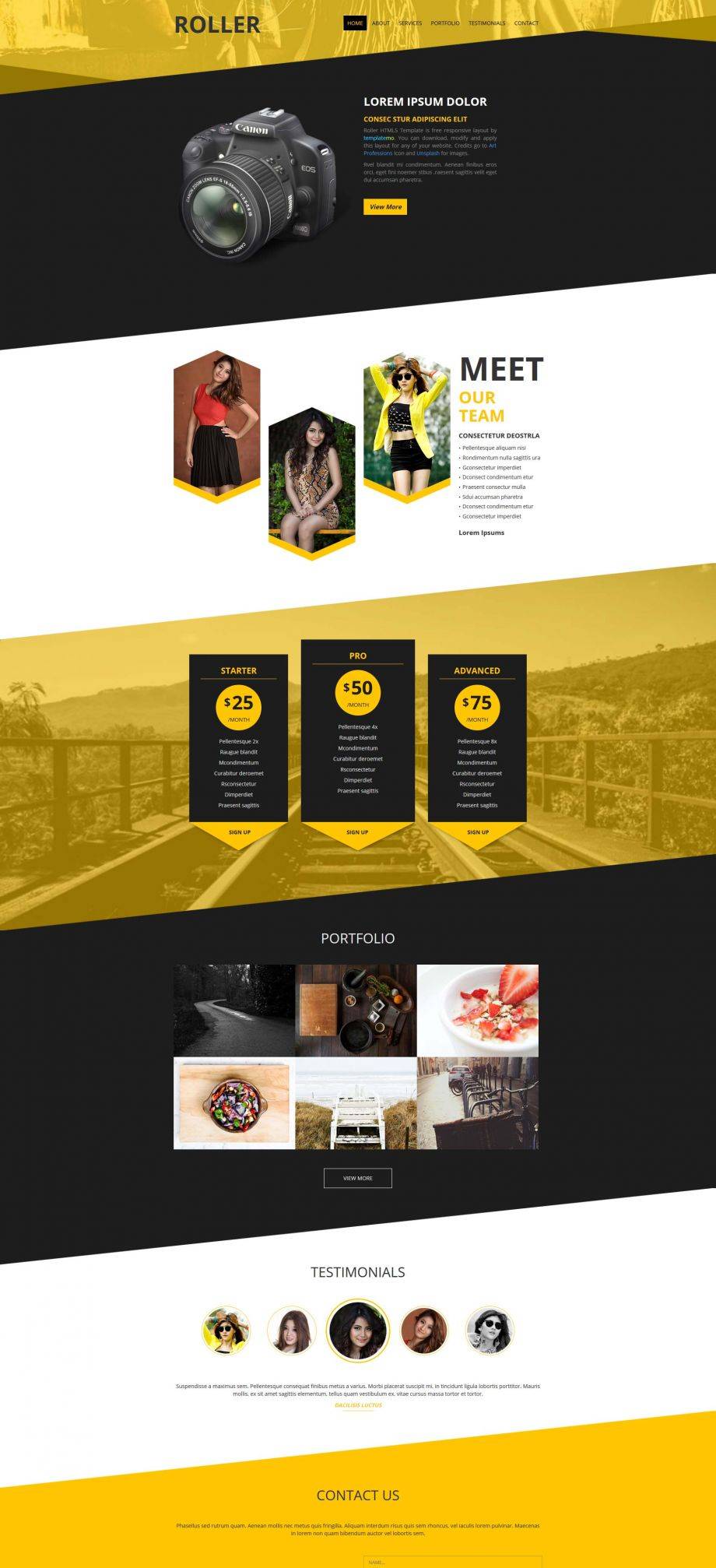 Bootstra黄色简洁响应式的摄影类工作室网站模板