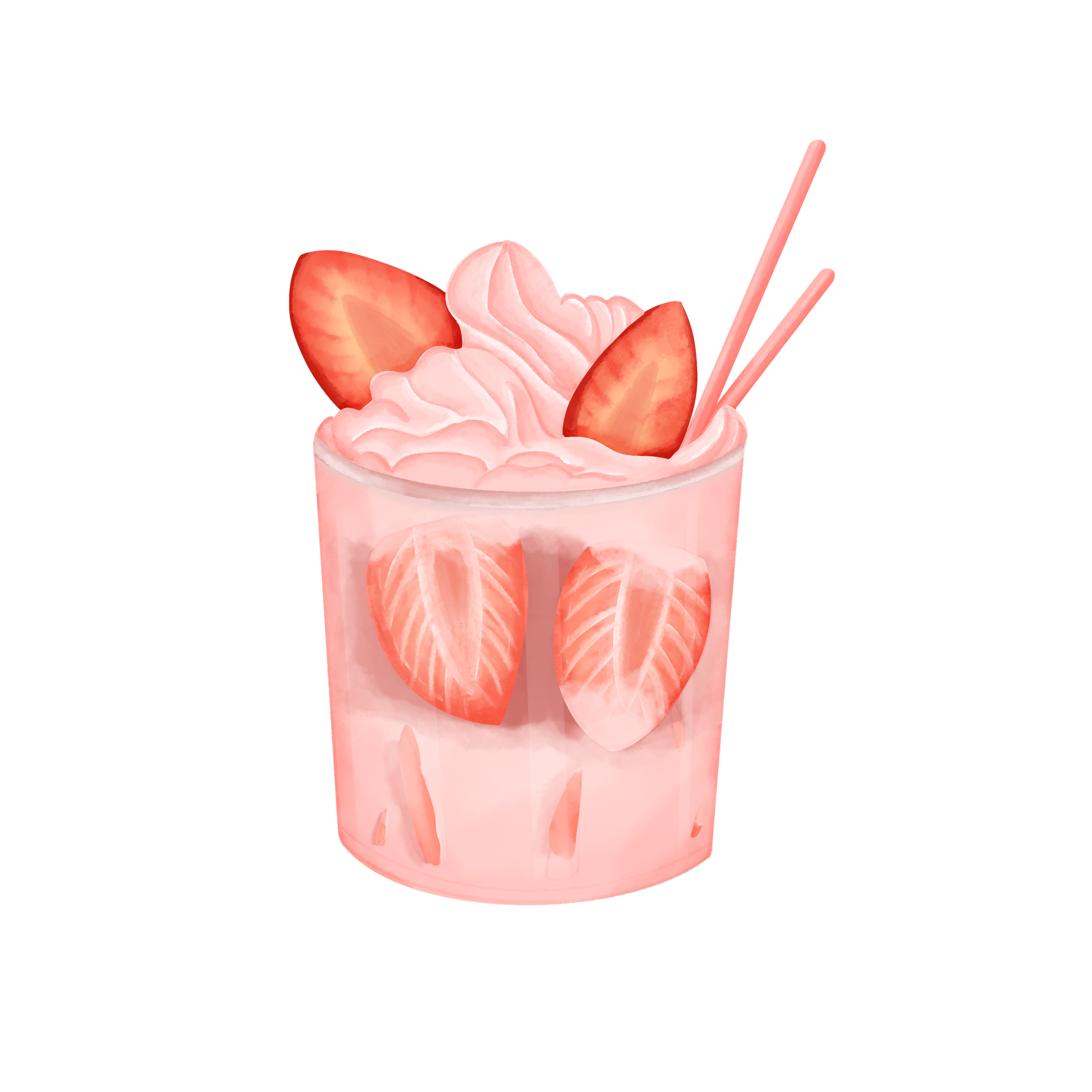 草莓芝士鲜牛乳饮品装饰元素