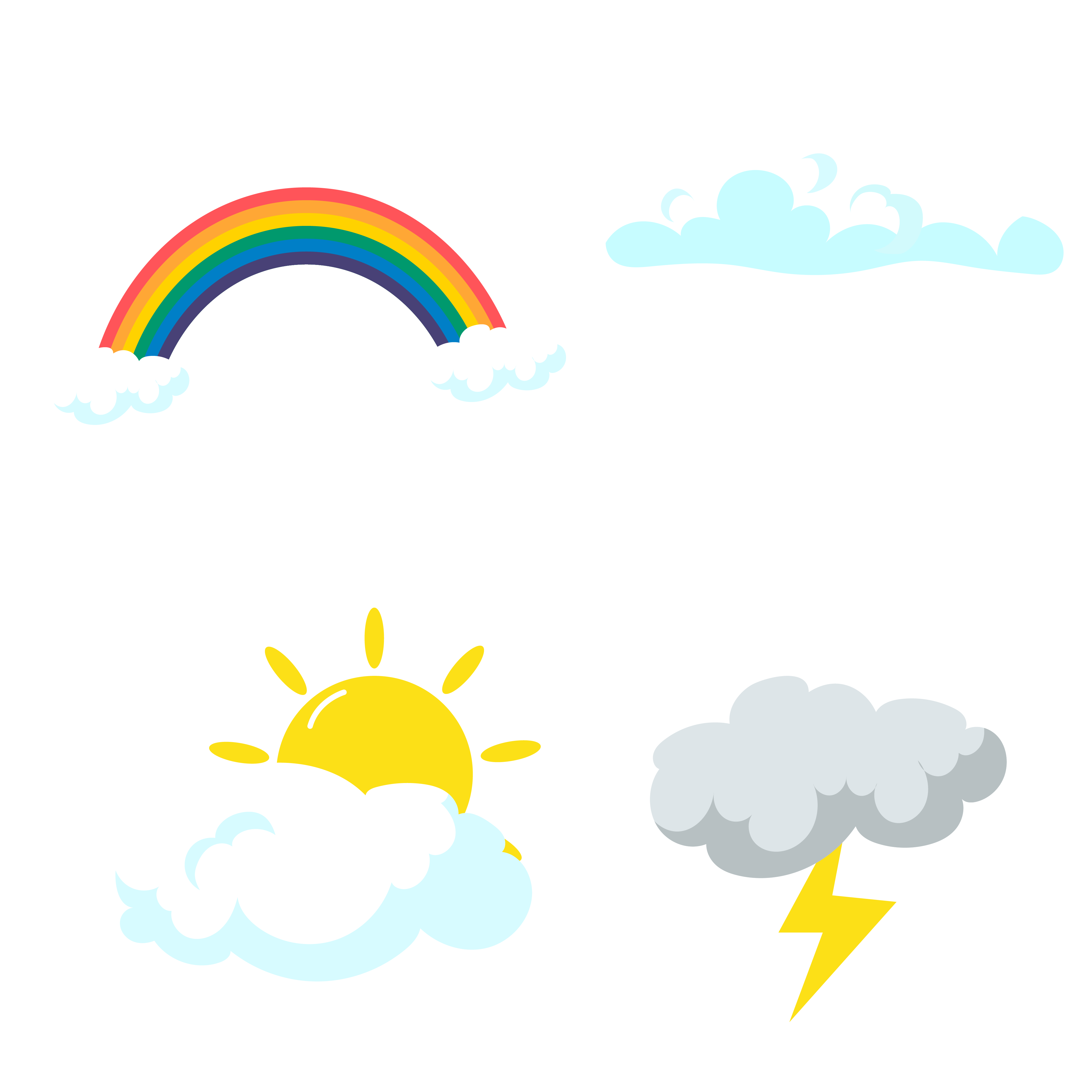 卡通扁平化云朵彩虹装饰元素