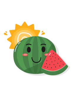 西瓜水果太阳天气表情笑脸装饰元素