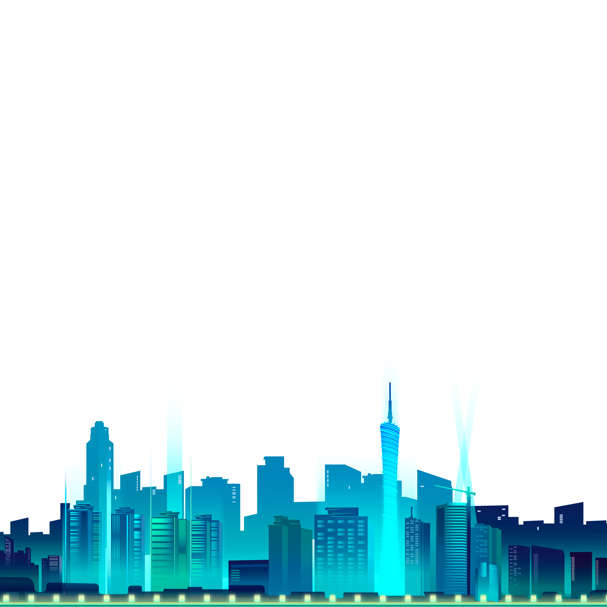 蓝色的建筑城市装饰元素