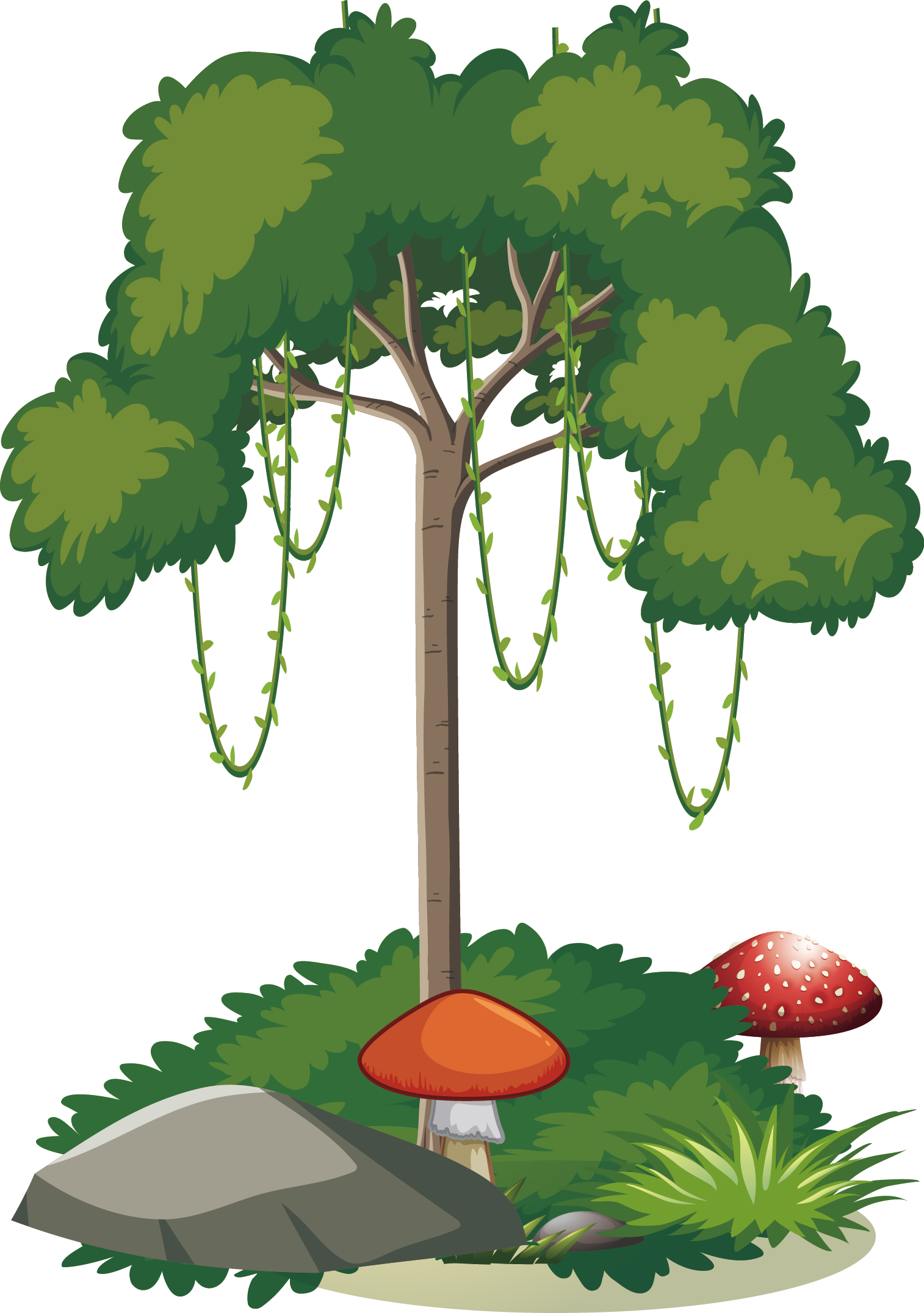绿色树蘑菇装饰元素