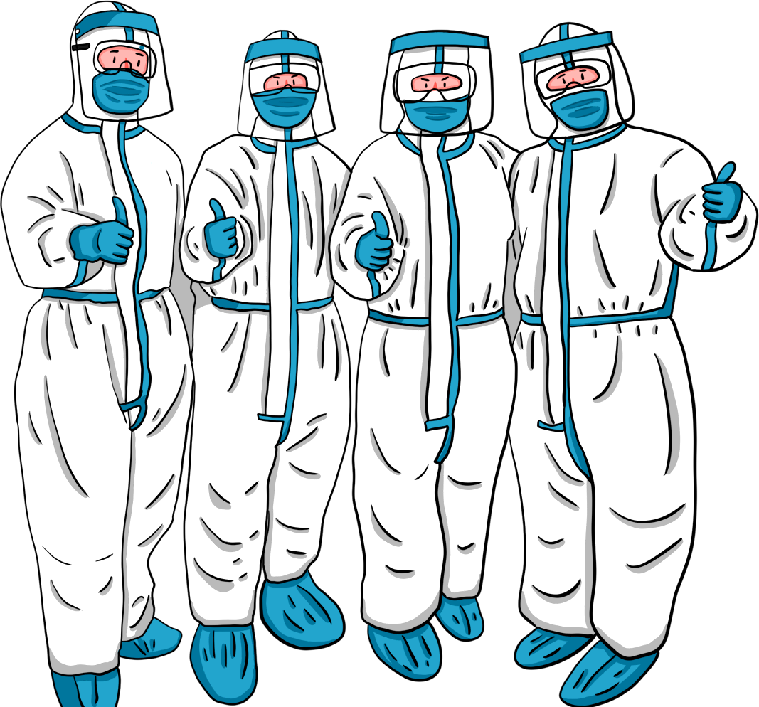 卡通疫情穿防护服的医生装饰元素