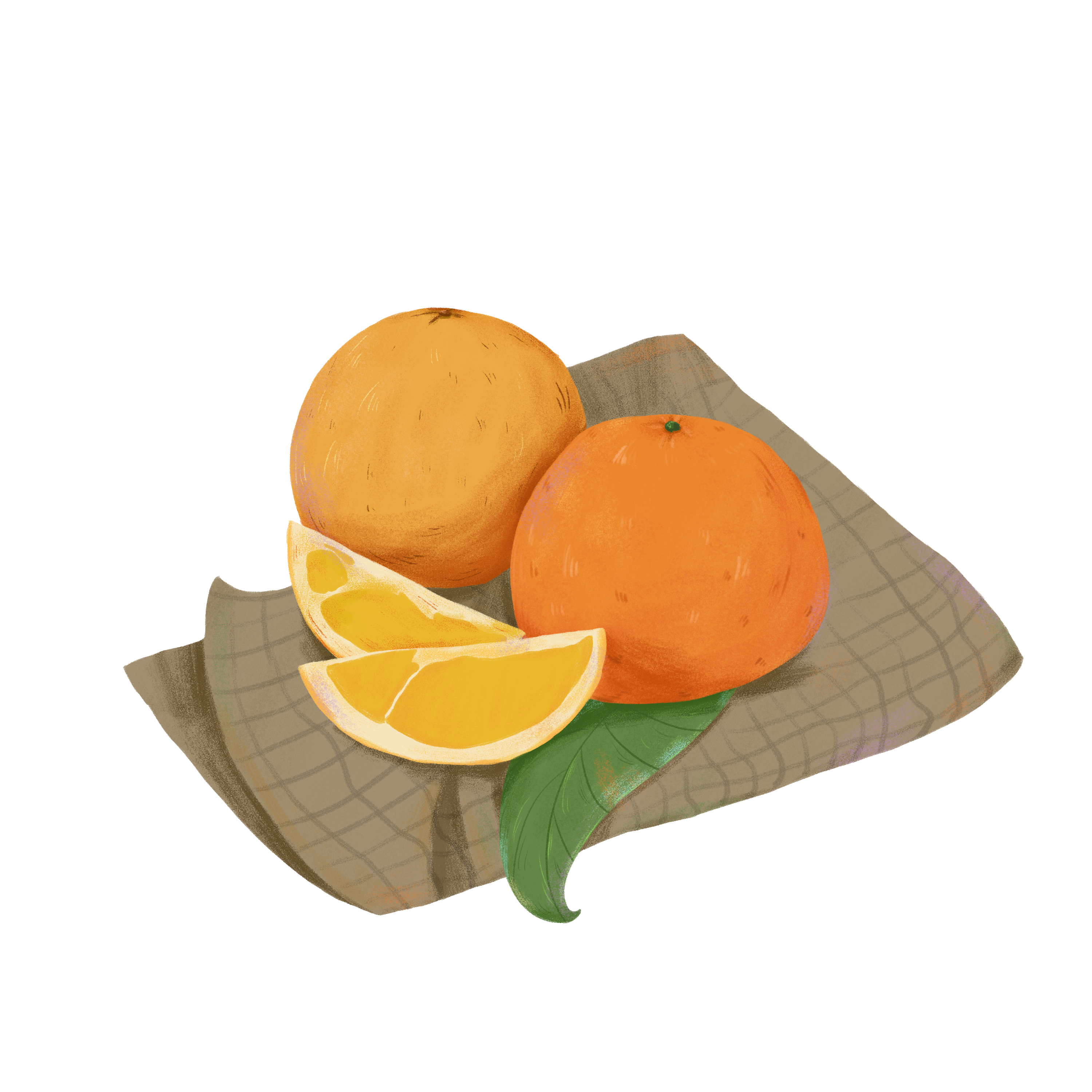  手绘卡通水彩水果橘子装饰元素
