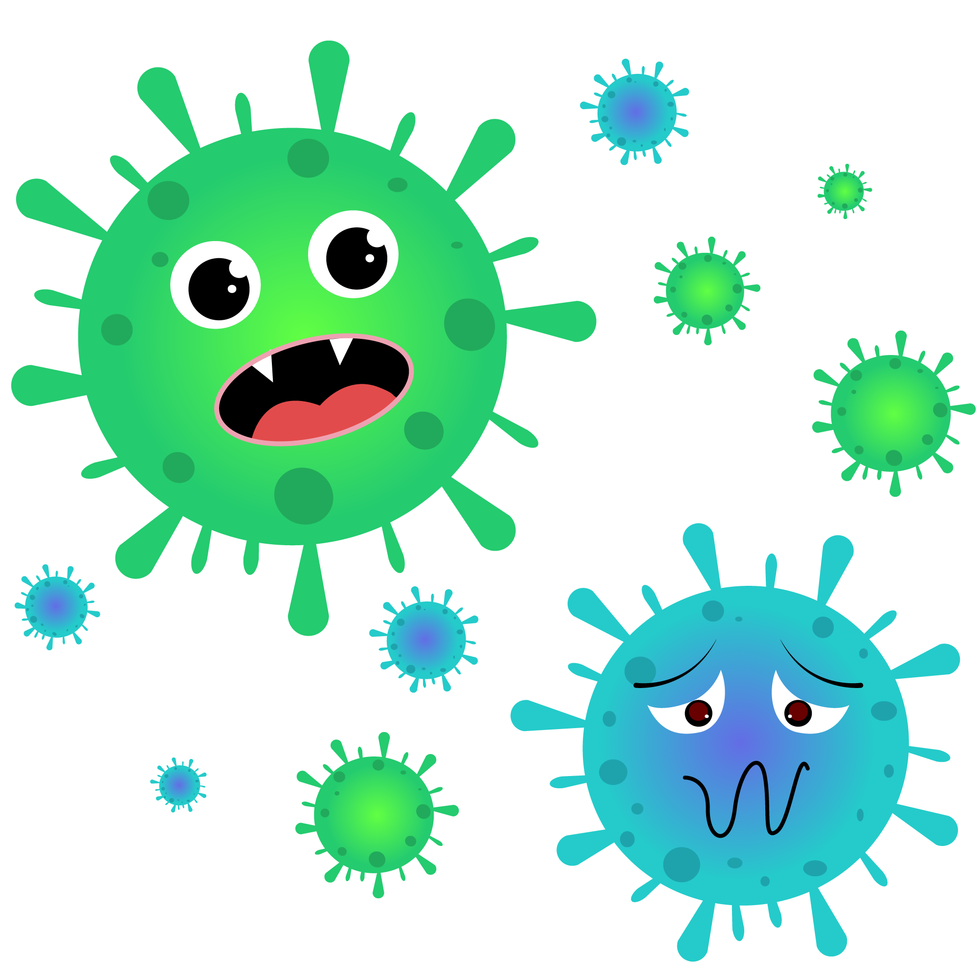 卡通新冠状病毒细菌拟人装饰元素