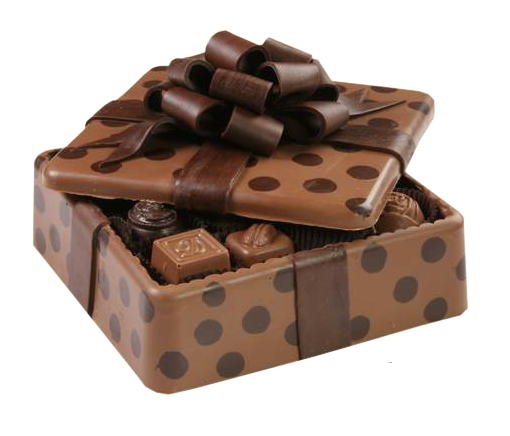 节日波点蝴蝶结礼物盒巧克力装饰元素