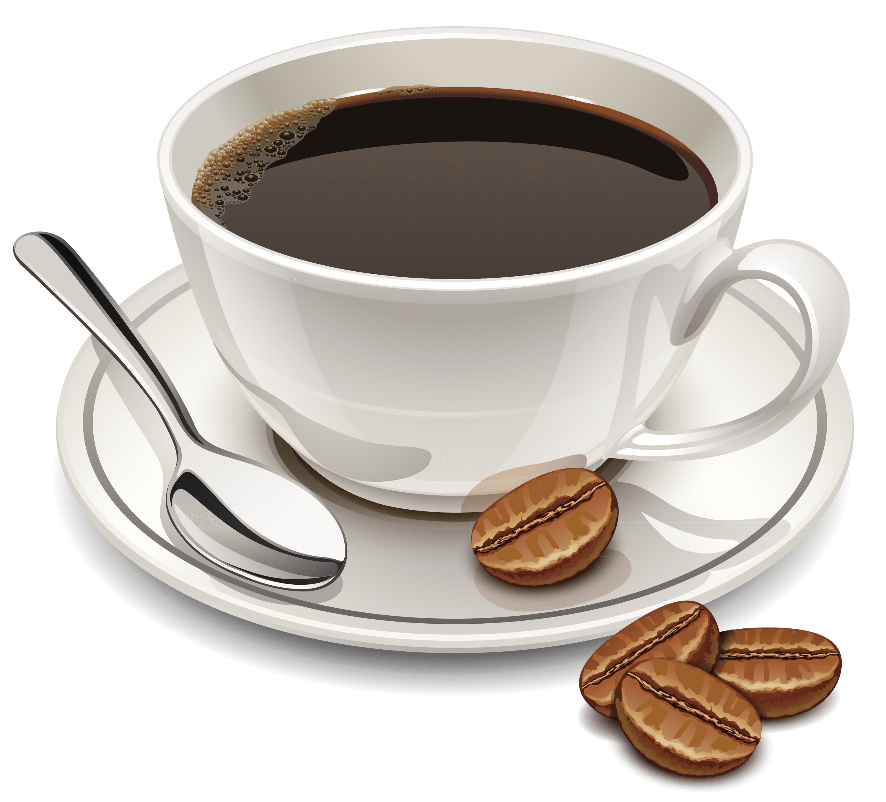 插画一杯咖啡勺子咖啡豆装饰元素