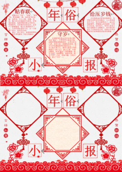中国红春节年俗手抄报Word模板下载