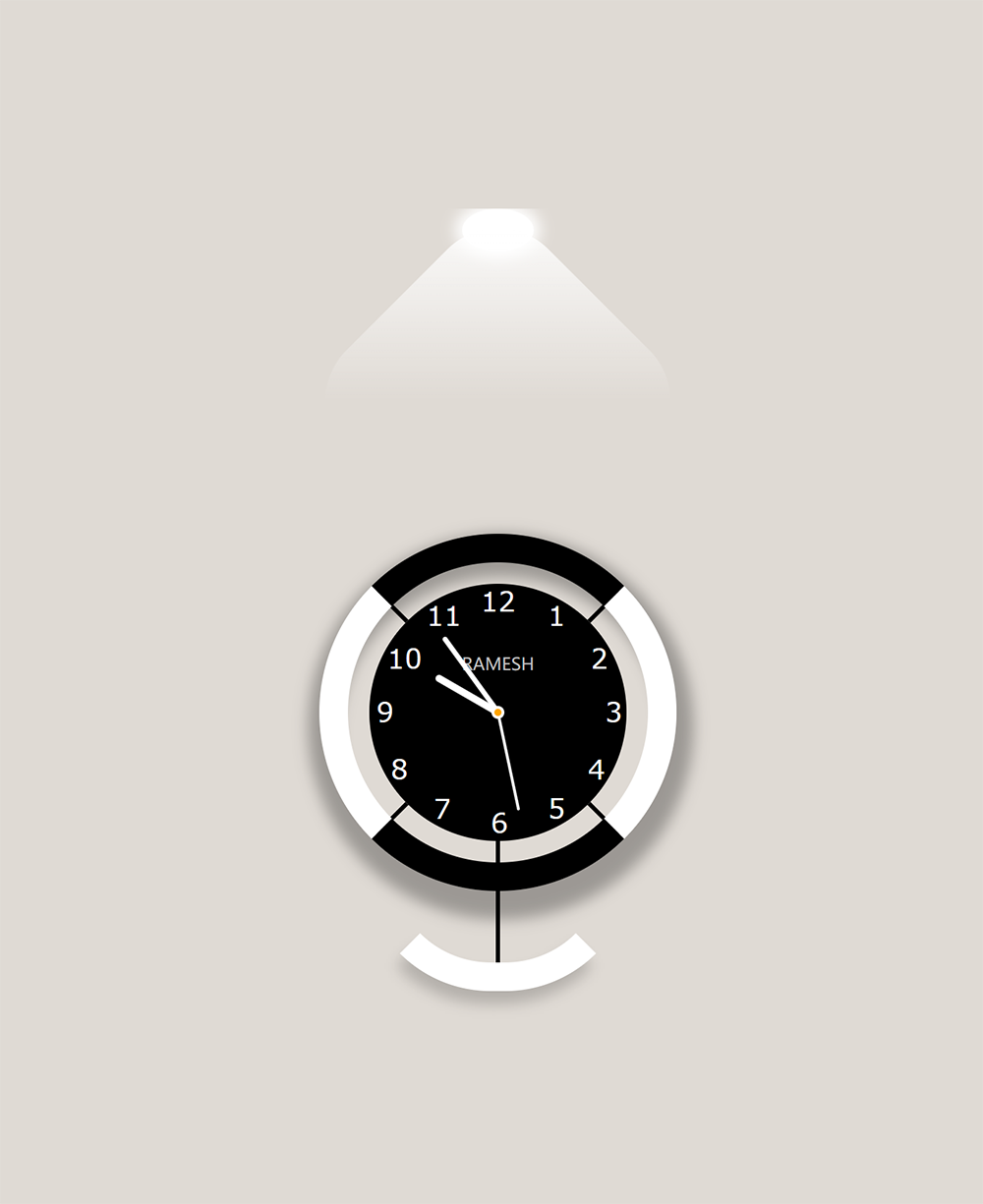 模拟摆钟造型的简洁网页时钟动画特效