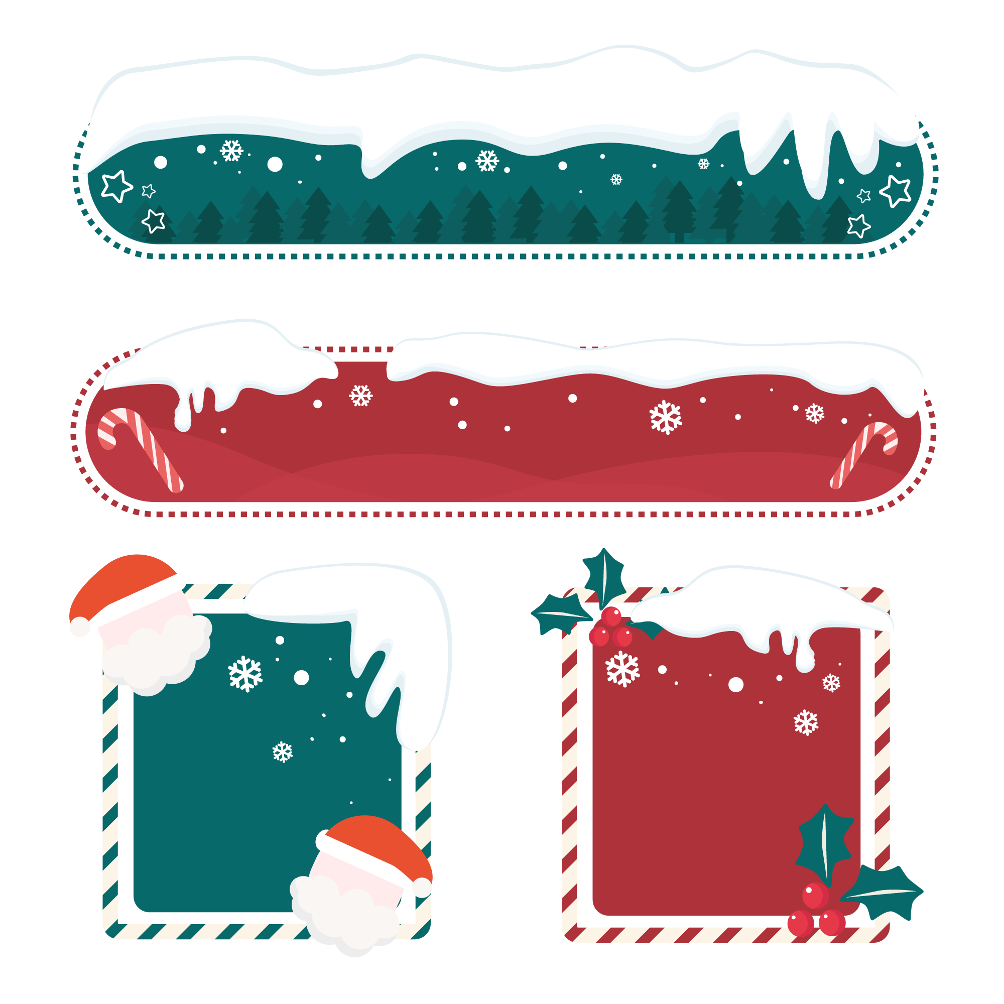 圣诞节卡通雪地圣诞老人边框装饰素材