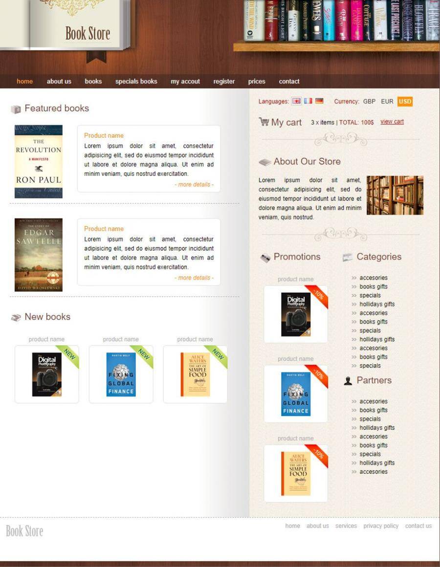 窄屏棕色在线图书/小说HTML5网站模板封面图