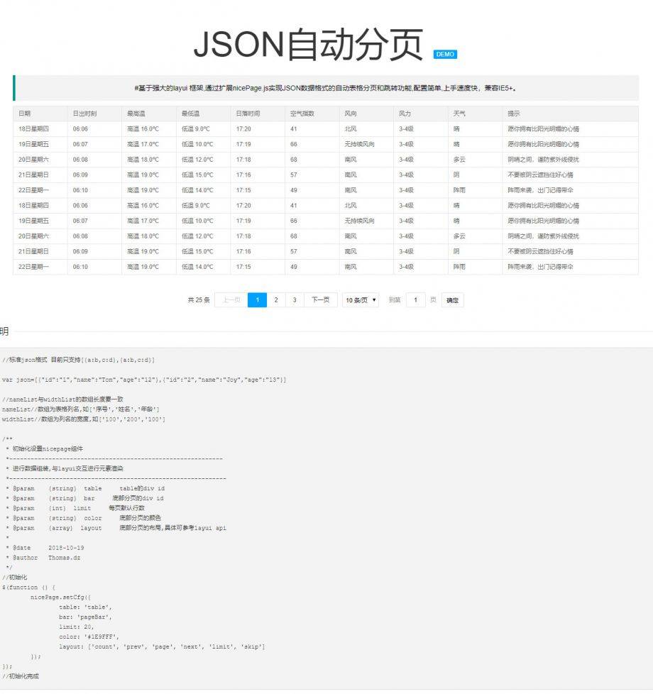 JSON自动分页代码
