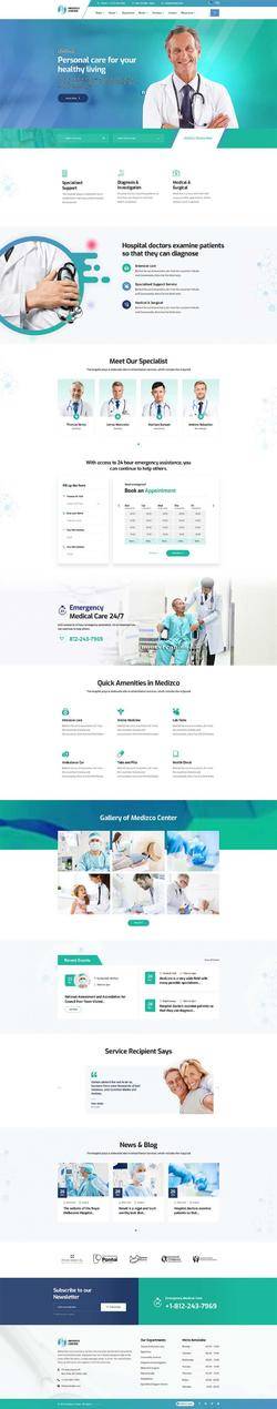 清新大气Bootstrap响应式医院医疗健康机构网站模板