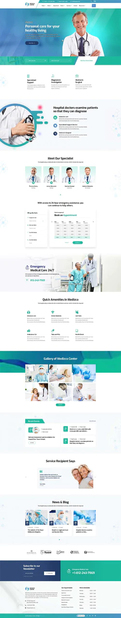 清新大气Bootstrap响应式医院医疗健康机构网站模板