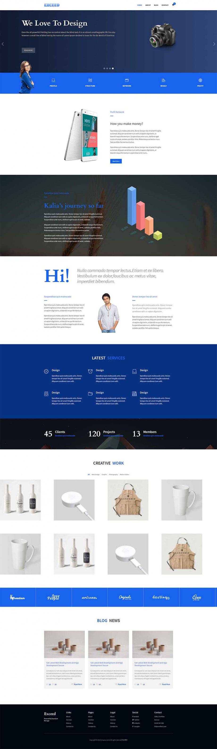蓝色大气html5响应式UI设计公司网站模板