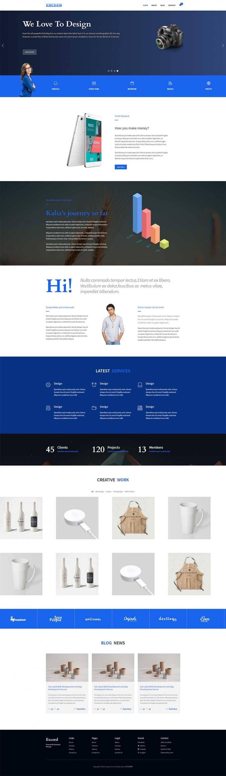 蓝色大气html5响应式UI设计公司网站模板封面图