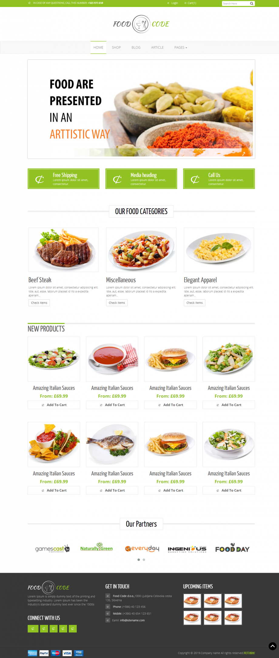 HTML5美食水果外卖订餐平台网站模板