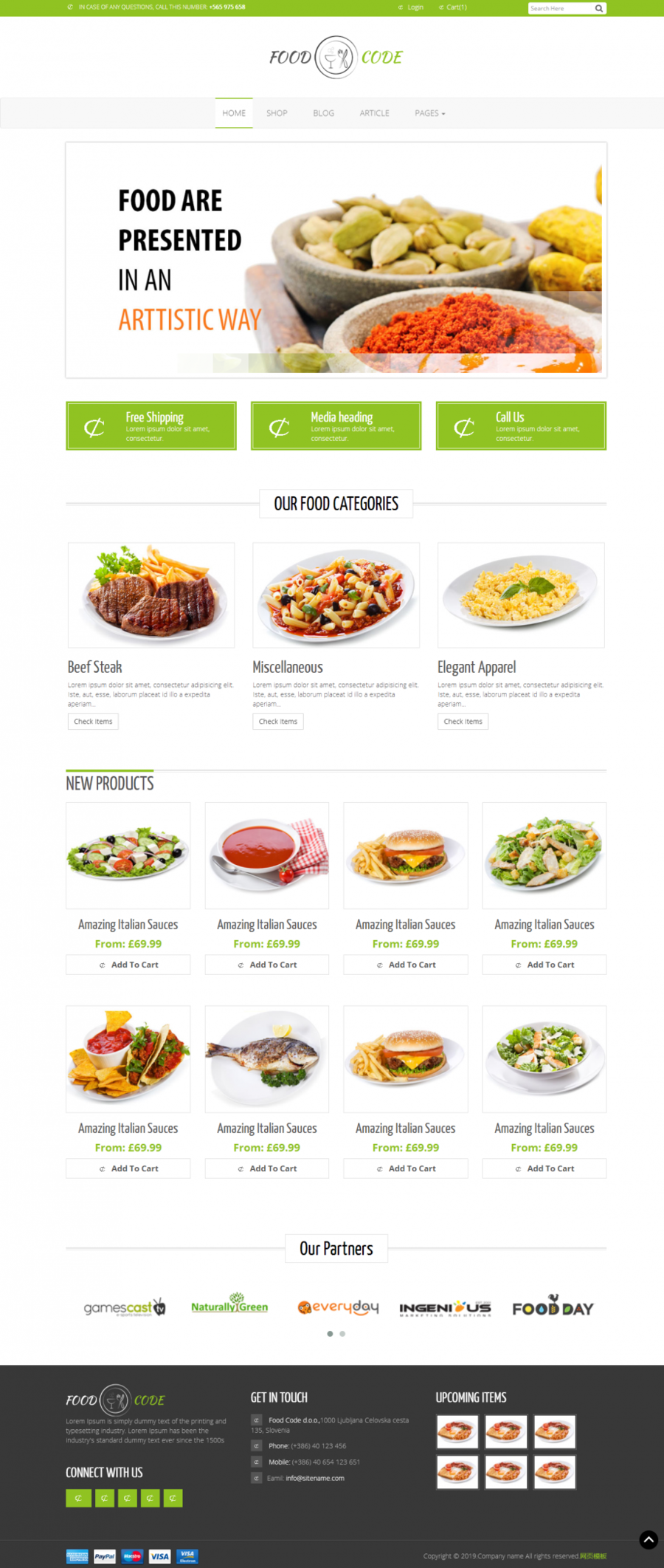 HTML5美食水果外卖订餐平台网站模板封面图