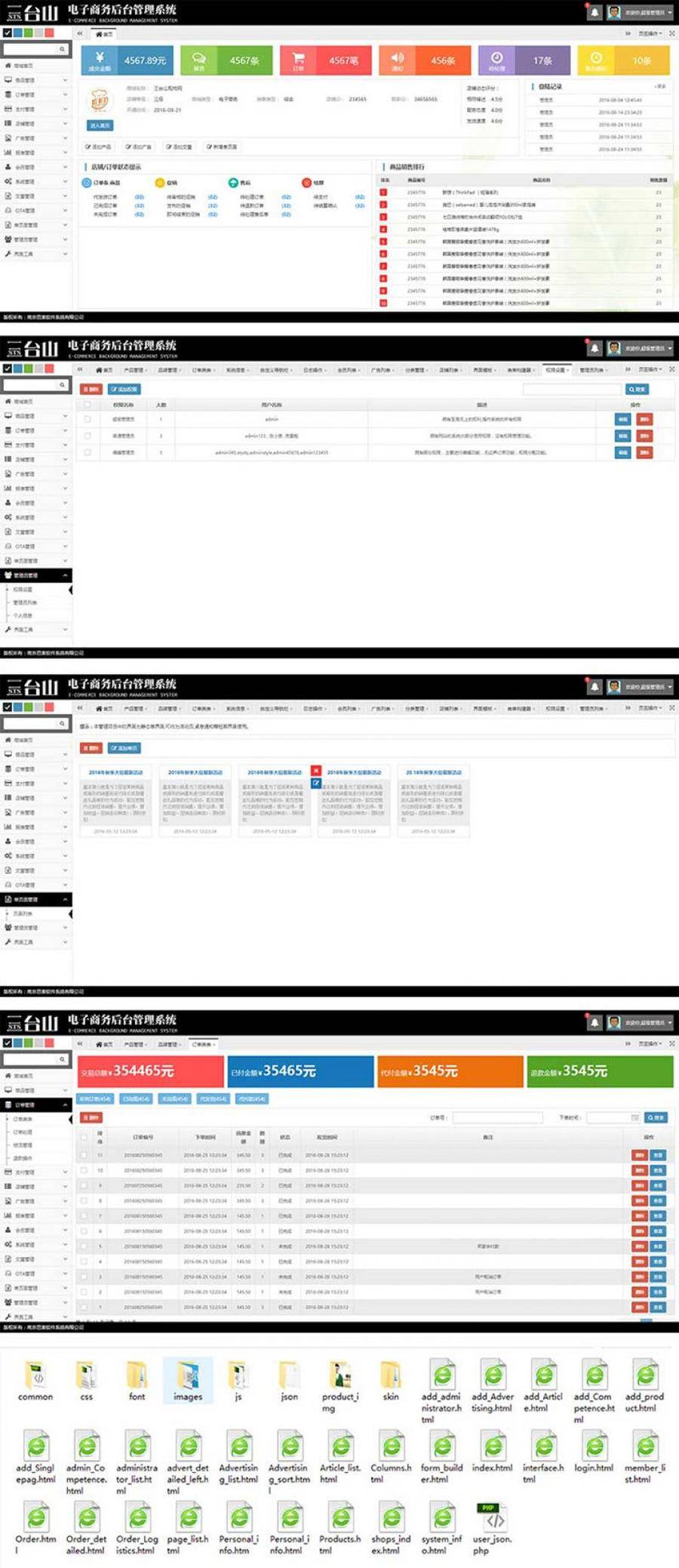 HTML电子商务商城后台管理界面模板