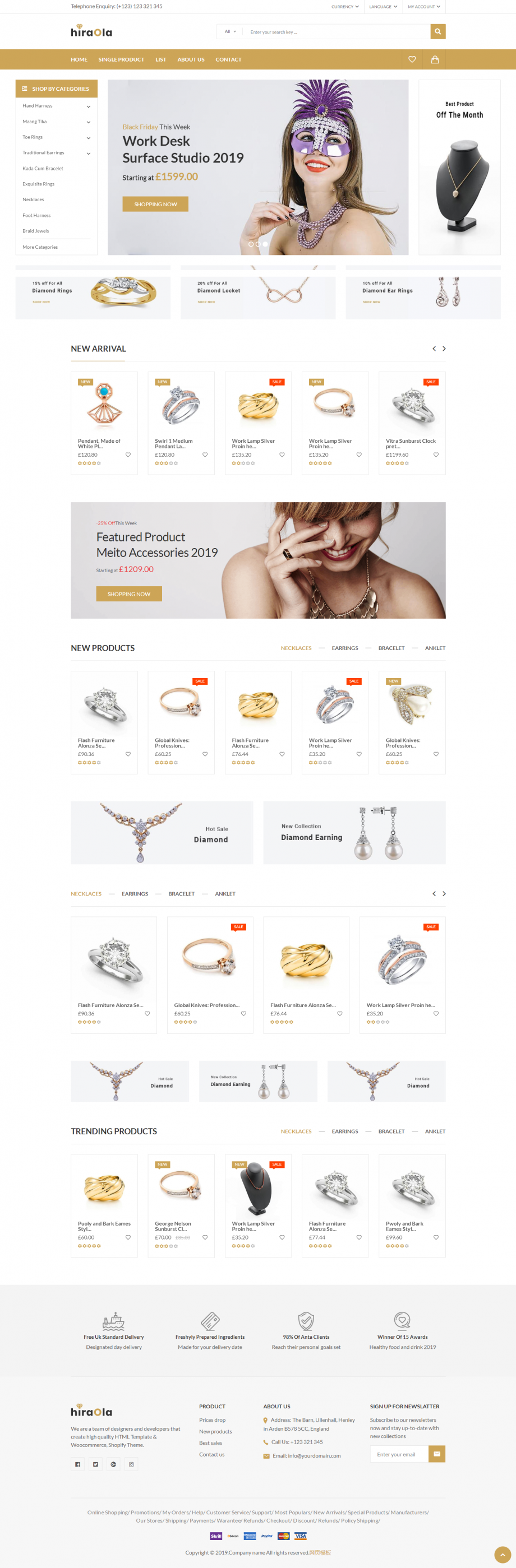 HTML5响应式珠宝首饰品商城网站模板