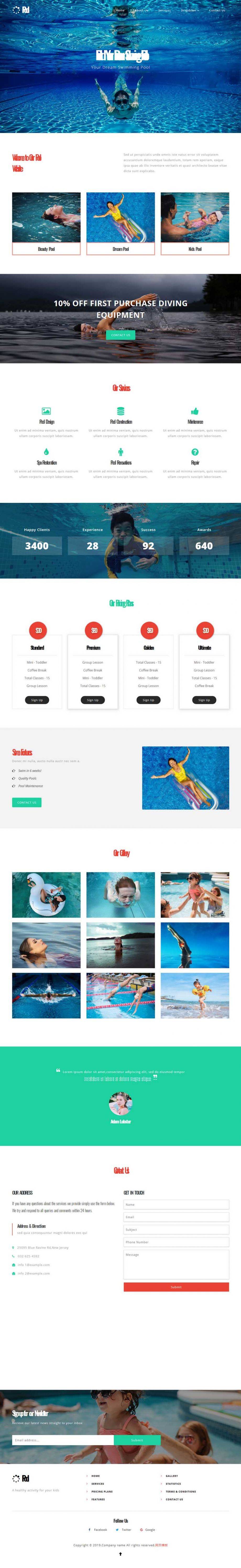 HTML5响应式游泳馆宣传网站模板