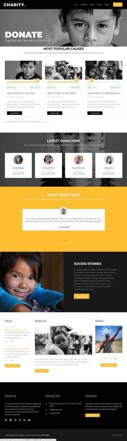 黄色HTML5响应式贫困儿童捐助活动网站模板