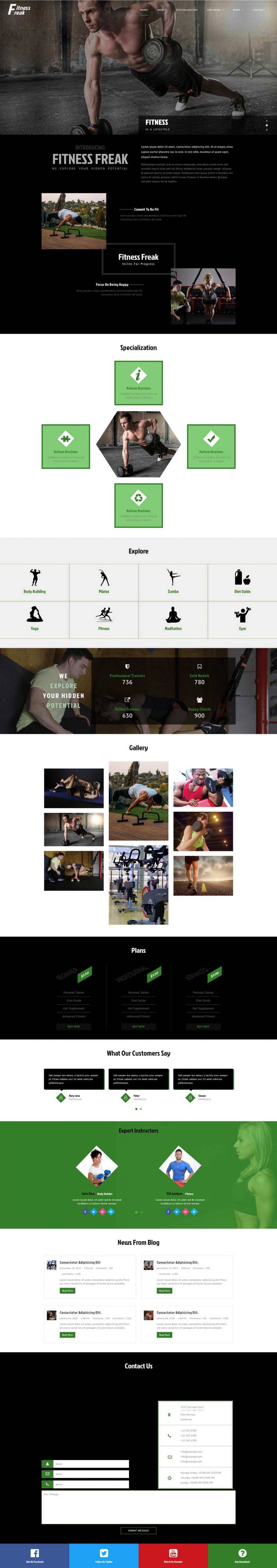 HTML5响应式健身中心网站模板