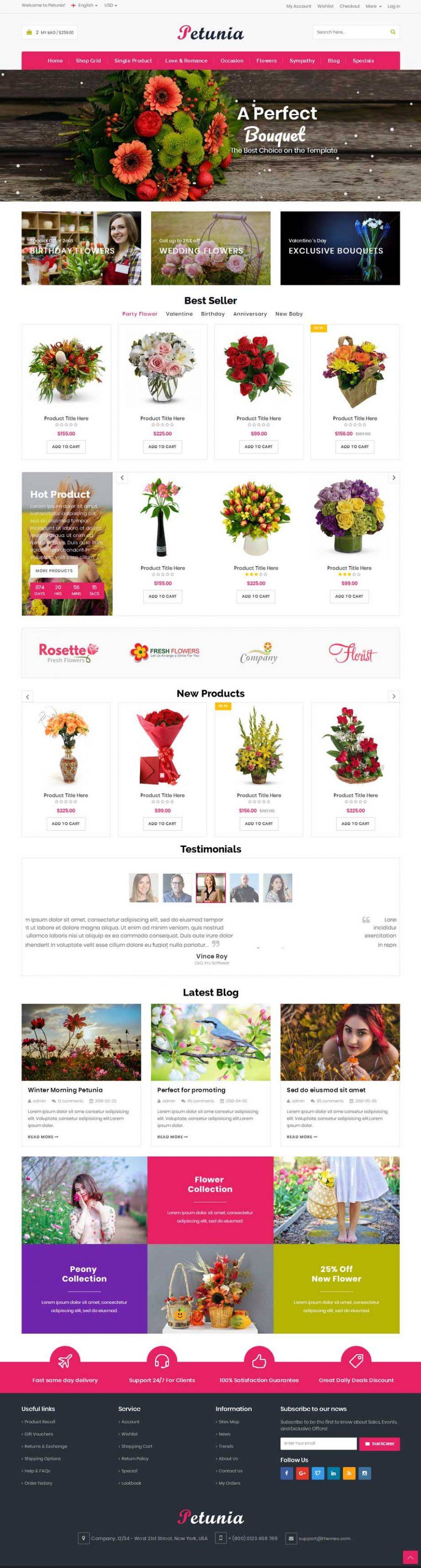 HTML5响应式开发鲜花店铺商城模板