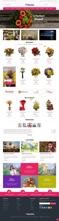 HTML5响应式开发鲜花店铺商城模板封面图
