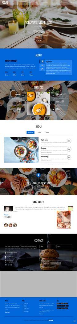 蓝色HTML5美食制作推广宣传网站模板。