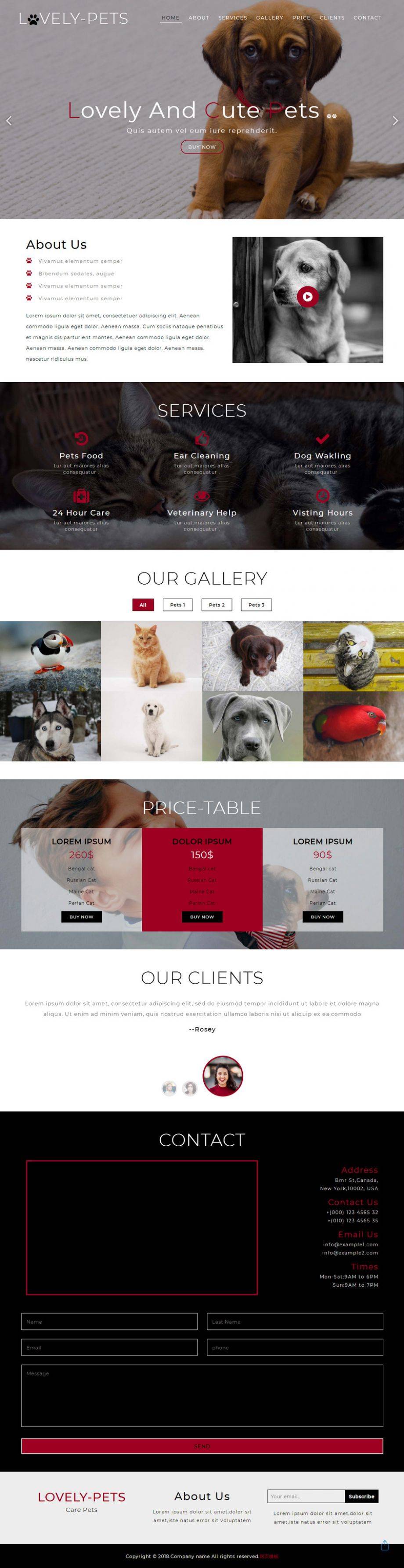 HTML5响应式开发宠物饲养网站模板