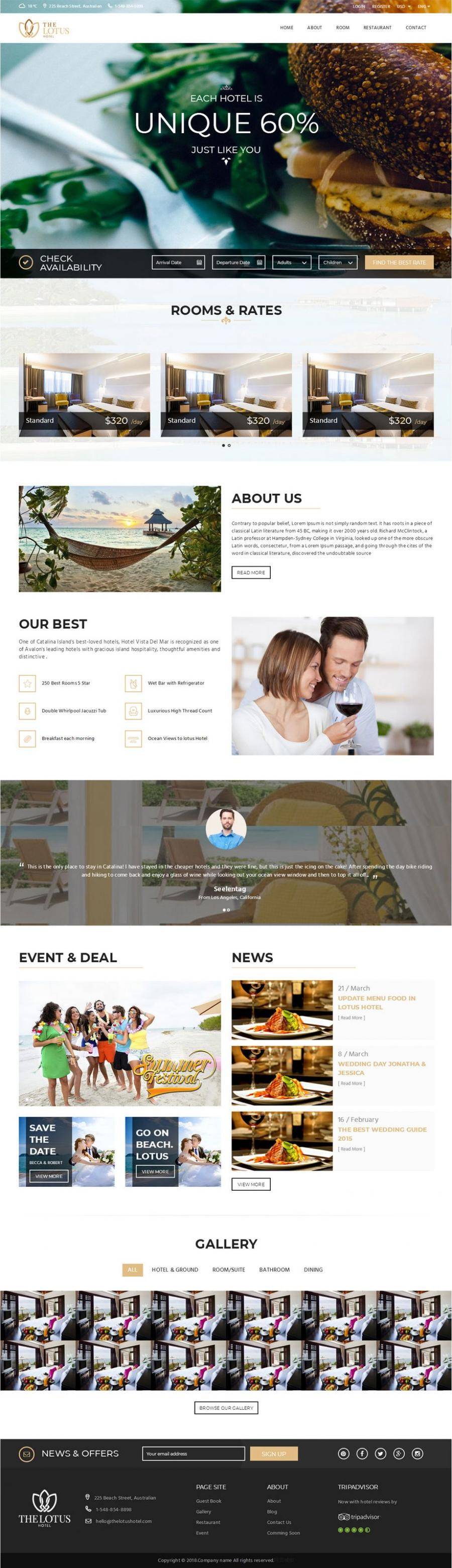 HTML5响应式酒店在线预订平台模板封面图