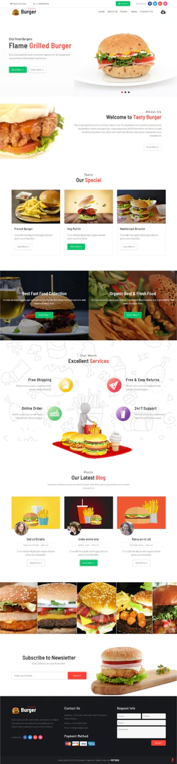 HTML响应式汉堡包西餐美食在线商城模板