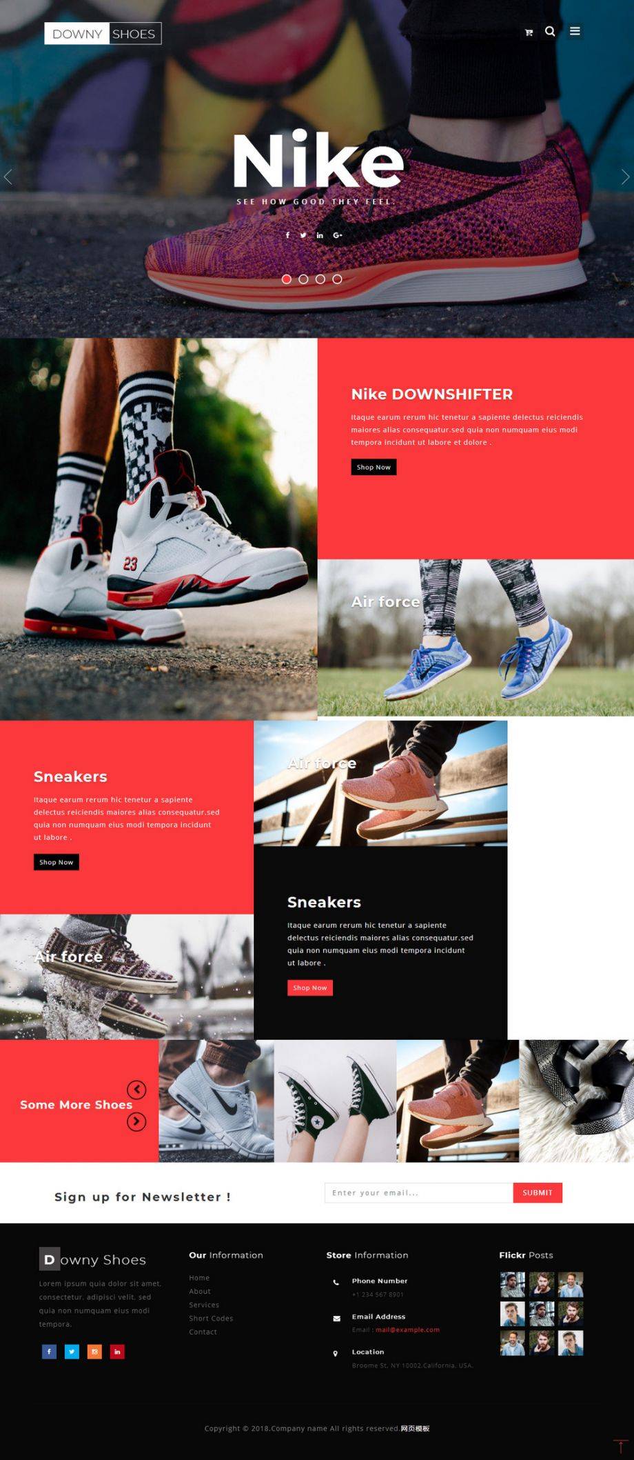 HTML5响应式耐克品牌鞋子新品展示网站模板