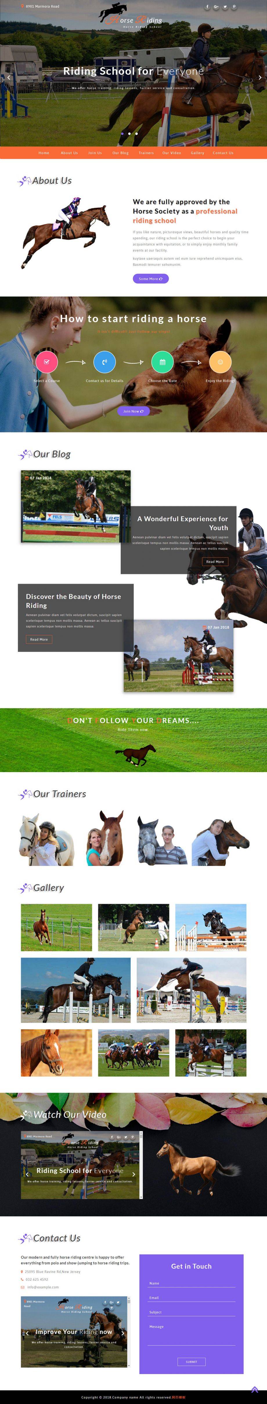 HTML响应式骑马俱乐部中心网站模板