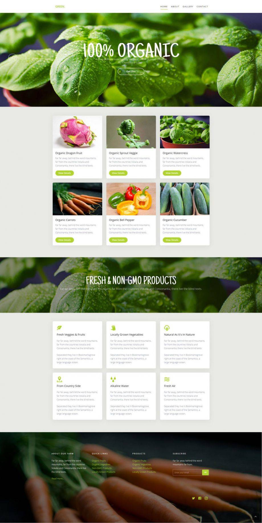 绿色主题有机蔬菜类食品蔬菜种植基地响应式网站模板