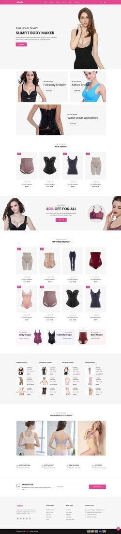 红色HTML5响应式女性内衣服装商品网站商城模板