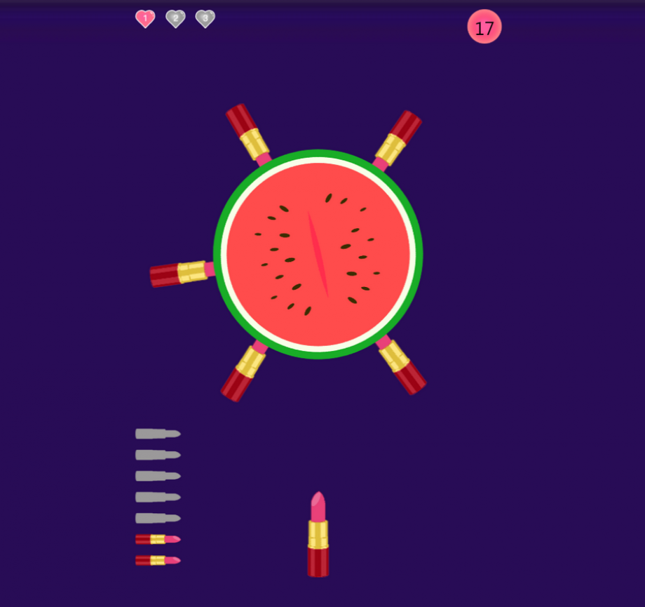 HTML口红射击水果见缝插针游戏