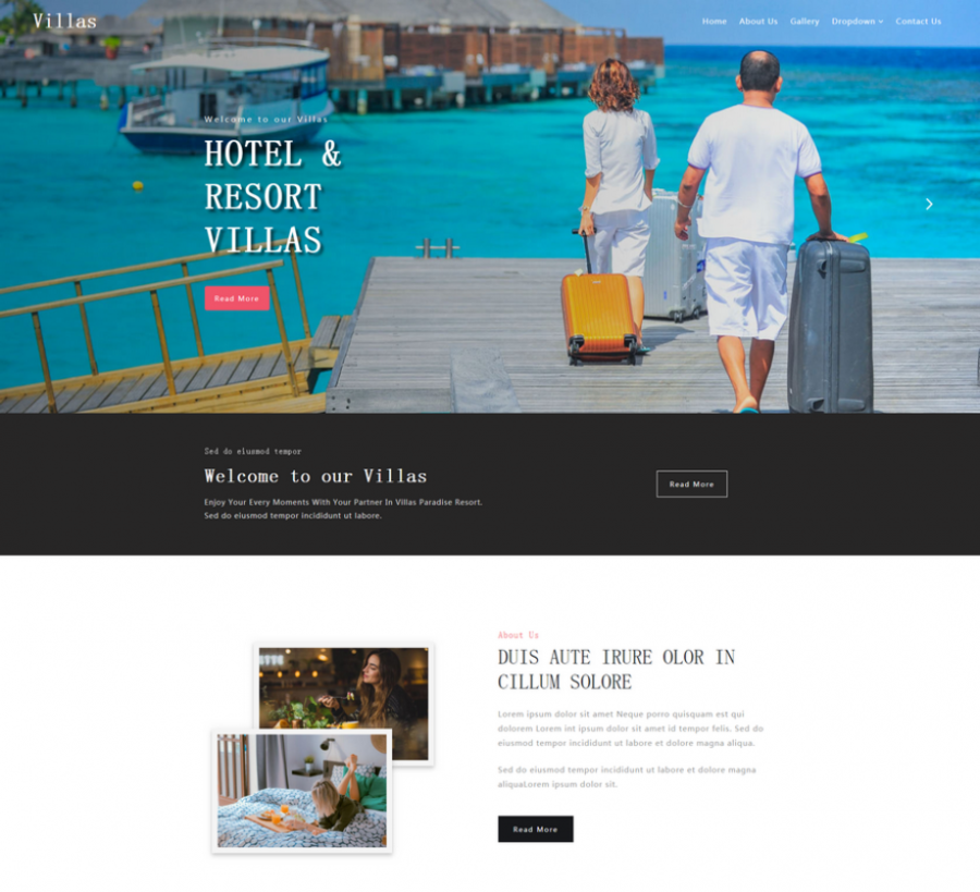 HTML5旅游度假酒店预订平台网站模板封面图