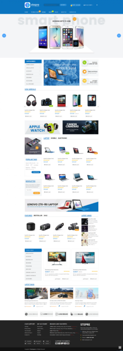 HTML5/bootstrap设计蓝色主题电子产品综合购物商城模板