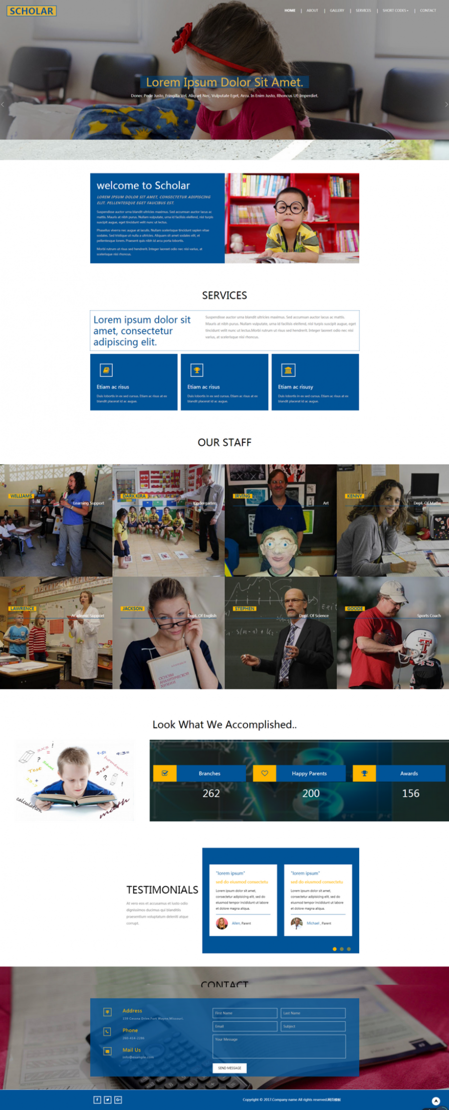 儿童教育学校网站静态模板封面图