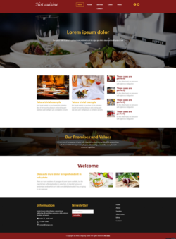 红色的国外茶餐厅美食网站html5模板
