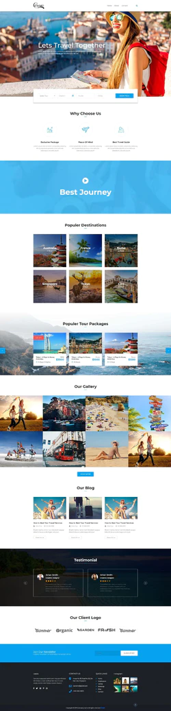 蓝色主题环球旅行社组团网站模板