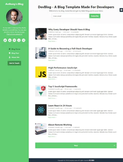 Bootstrap4开发者个人博客主页模板