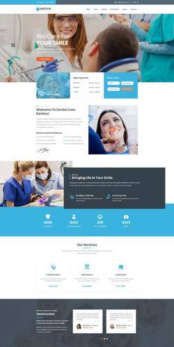 蓝色欧美风格的牙科咨询医疗服务网站模板