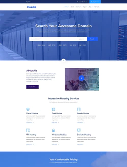 蓝色欧美风格的虚拟主机服务企业网站模板
