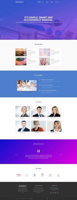 蓝色欧美风格的商业金融服务整站网站模板