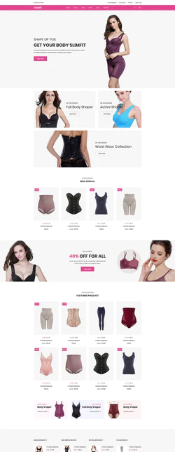粉色欧美风格的女性塑形内衣商城整站网站模板